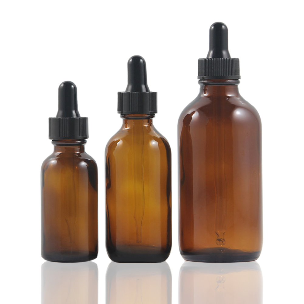 Fancy 30ml 60ml 120ml Amber Essential Oil Glass Bottle With Dropper