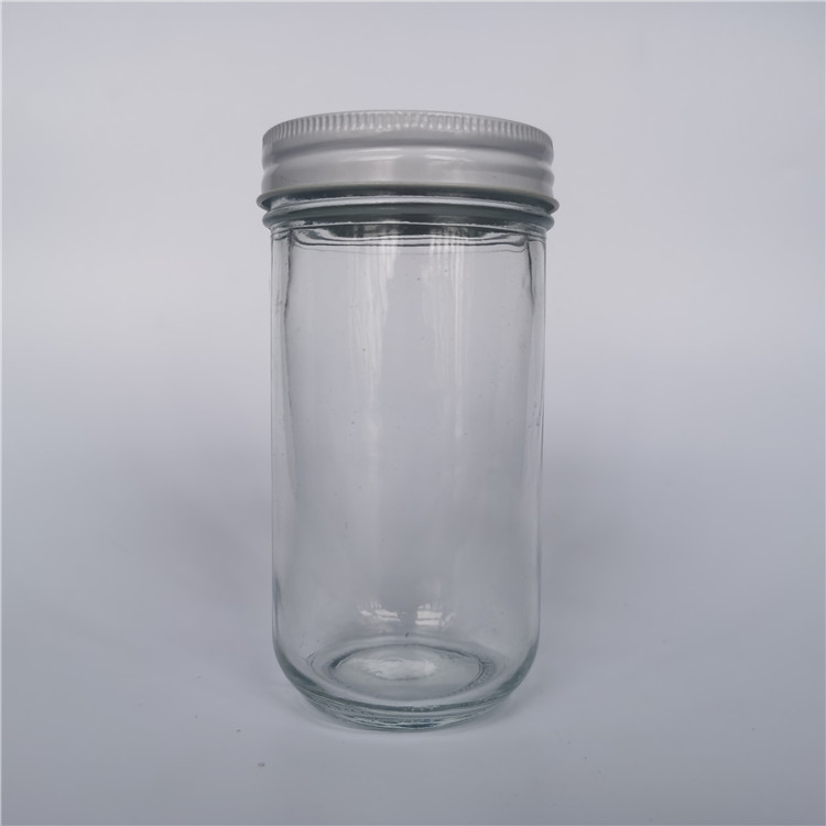 Fancy 350ml 12oz mouth glass mason jar with hole lid and straw for drinking