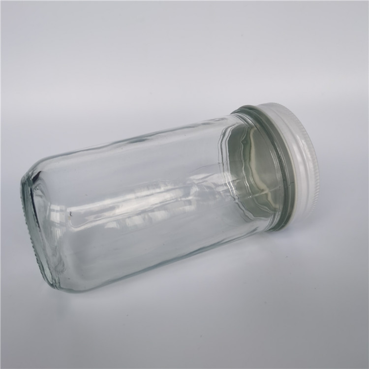 Fancy 350ml 12oz mouth glass mason jar with hole lid and straw for drinking