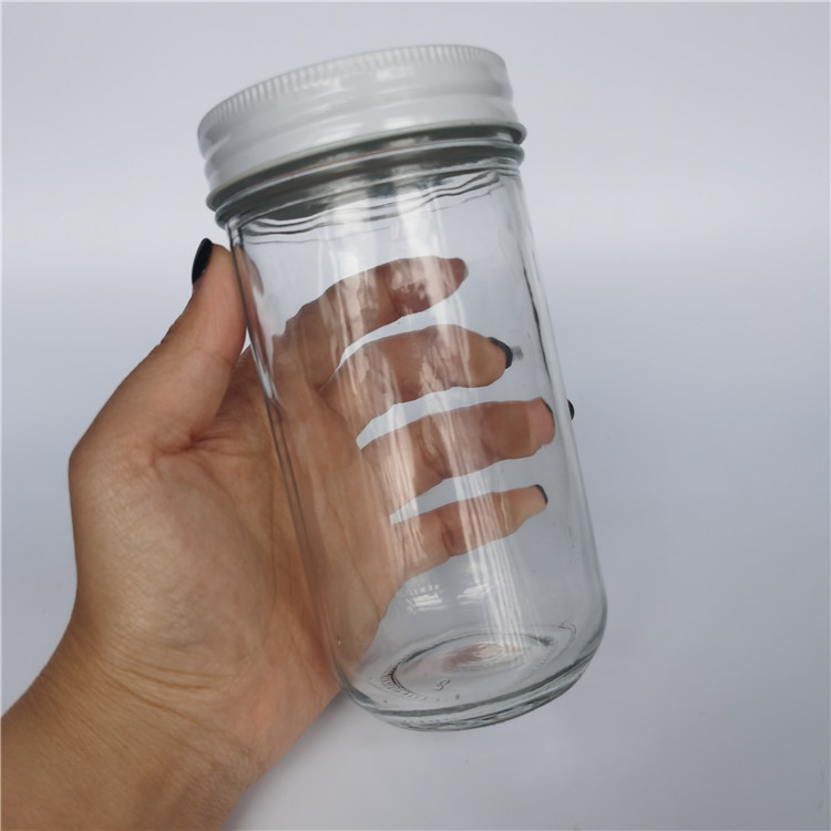 Fancy 350ml 12oz mouth glass mason jar with hole lid and straw for drinking