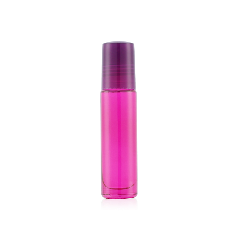 Fancy 3ml 10ml Perfume Oil Packaging Essential Oil Pink Roll On Glass Roller Bottle With Roller Ball And Plastic Cap