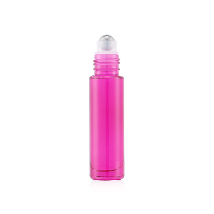 Fancy 3ml 10ml Perfume Oil Packaging Essential Oil Pink Roll On Glass Roller Bottle With Roller Ball And Plastic Cap
