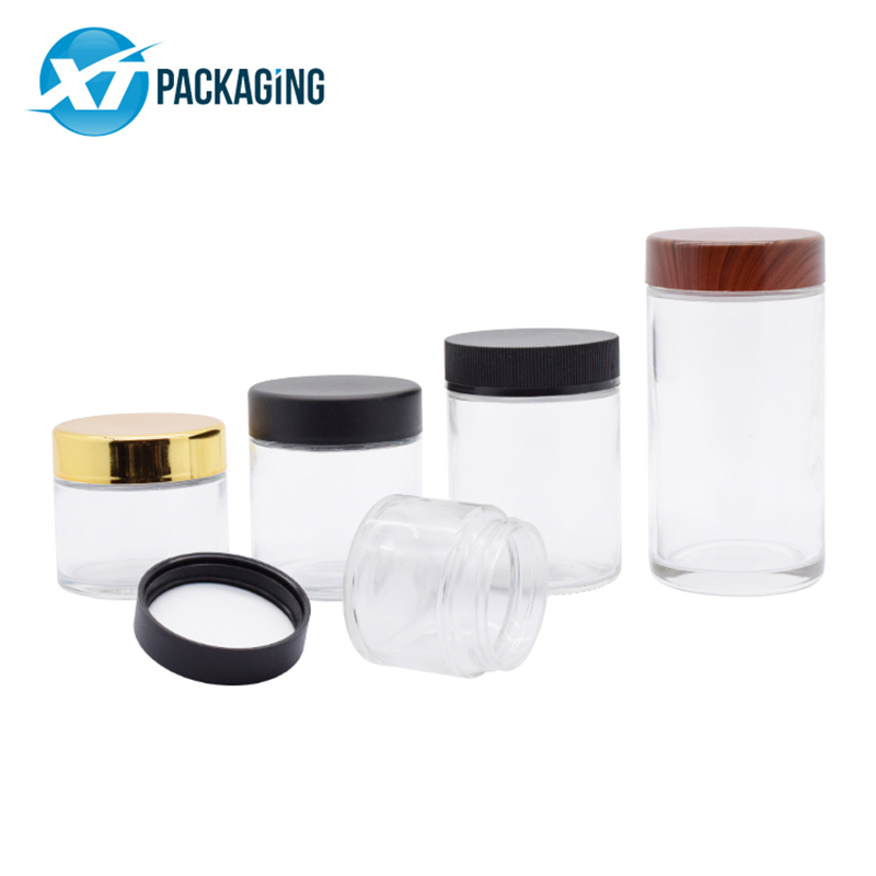 Fancy 4 oz environmental lid airtight glass container child proof jar