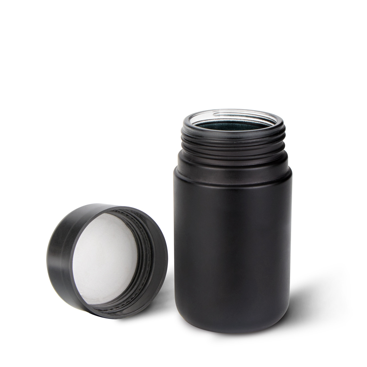 Fancy 5 50 70 110 150 220 g empty hemp child lock containers thick wall stash jar smell proof weed jar with black cap