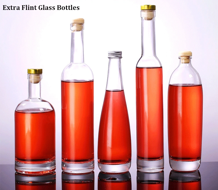 Fancy Clear flint vodka whisky wine spirit glass bottle for liquor Custom logo round shape750ml glass liquor bottles wholesale