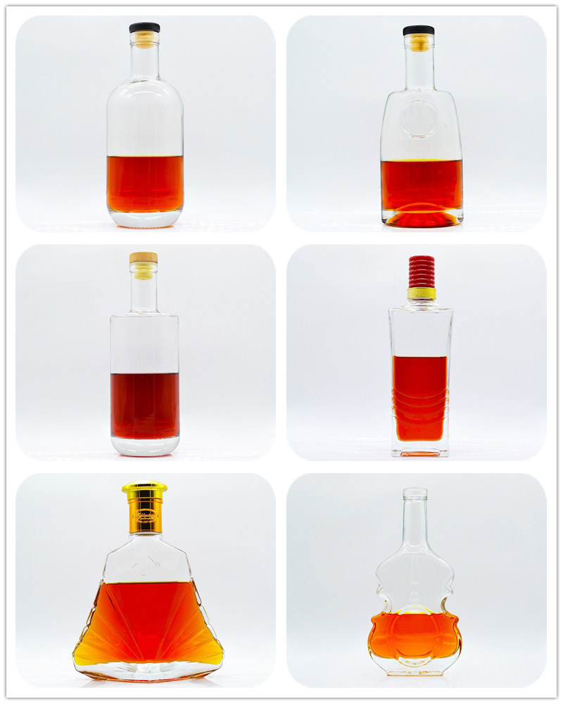 Fancy Clear flint vodka whisky wine spirit glass bottle for liquor Custom logo round shape750ml glass liquor bottles wholesale