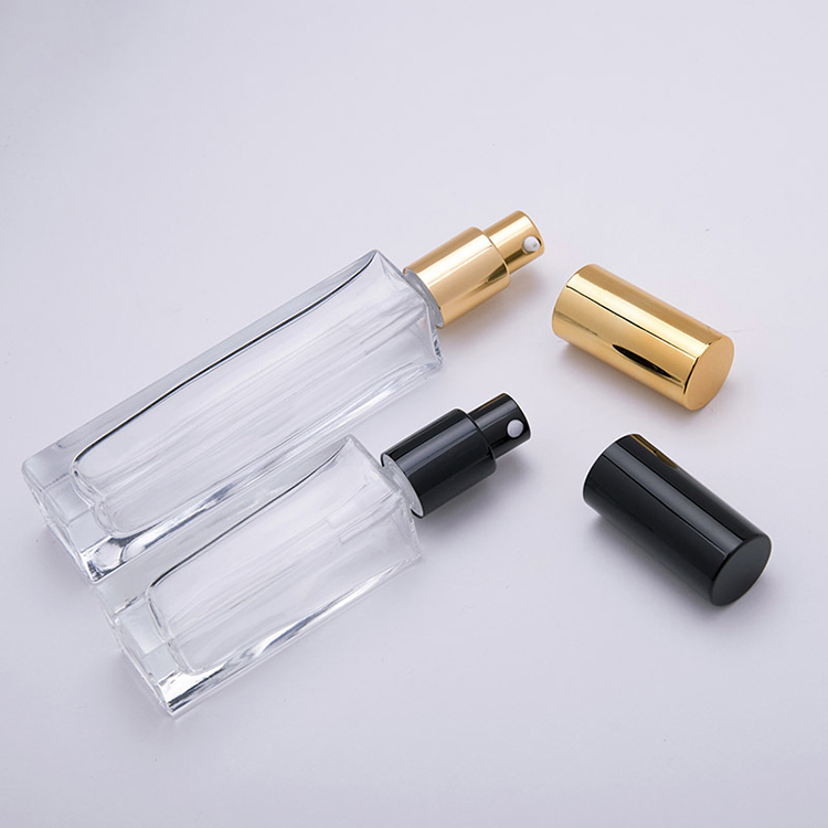 Fancy Cosmetic Packaging 10ml 30ml 50ml 100ml Empty Clear Square Glass Perfume Bottle With Spray