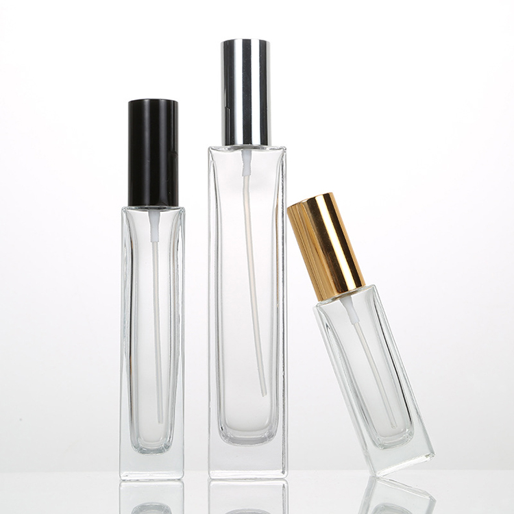 Fancy Cosmetic Packaging 10ml 30ml 50ml 100ml Empty Clear Square Glass Perfume Bottle With Spray