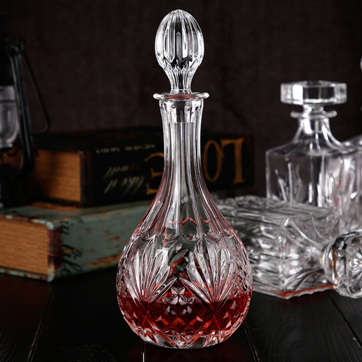 Fancy Custom Empty 250ml 450ml 750ml 1L Whisky Brandy Food Storage Decanter Alcohol liquor Wine Sparkling Wine Glass Bottle