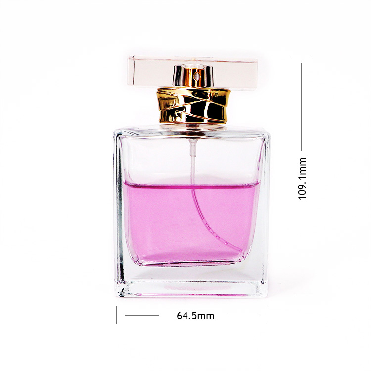 Fancy Design 105ml Square Shape Crystal Glass Perfume Bottle Big Perfume Spray Bottle With Aluminum Sprayer