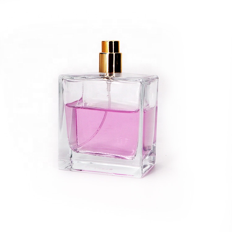 Fancy Design 105ml Square Shape Crystal Glass Perfume Bottle Big Perfume Spray Bottle With Aluminum Sprayer