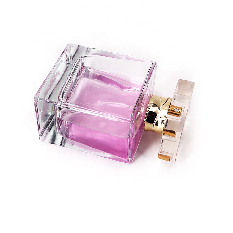 Fancy Design 105ml Square Shape Crystal Glass Perfume Bottle Big Perfume Spray Bottle With Aluminum Sprayer
