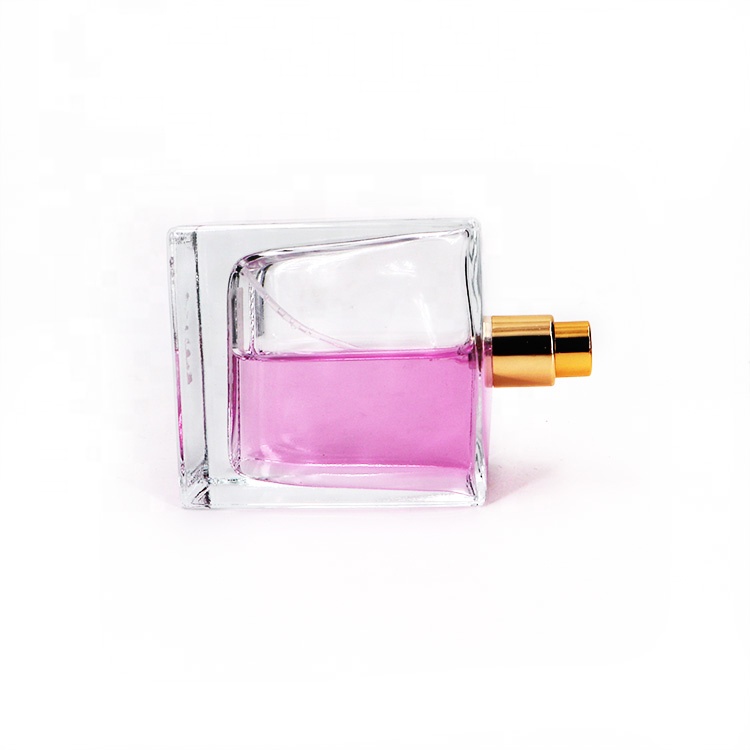 Fancy Design 105ml Square Shape Crystal Glass Perfume Bottle Big Perfume Spray Bottle With Aluminum Sprayer