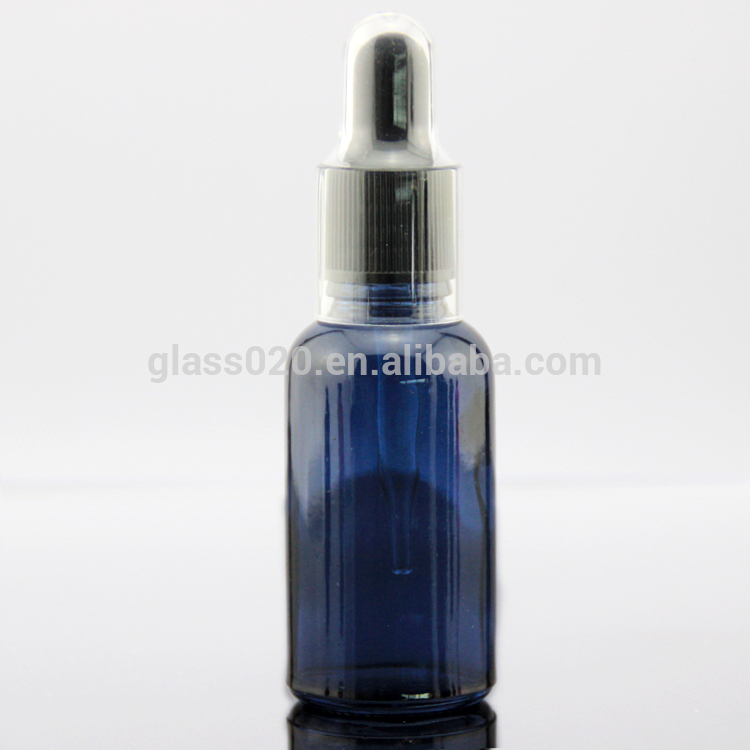 Fancy Design Blue Semi Transparent 5ml 10ml 15ml Dropper Glass Bottle Essential Oil Bottle For Beard Oil