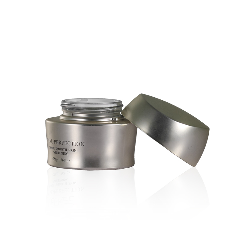 Fancy Design Metallic look Cosmetic Empty Glass Oil Bottle With Serum pump