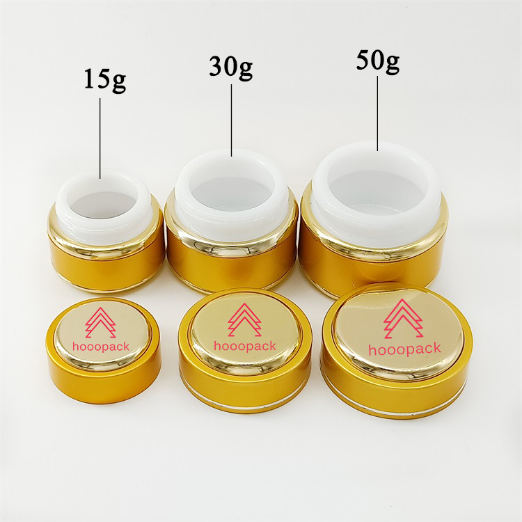 Fancy Elegant Lotion Cream Jars for Cosmetics Gold Small Aluminum 15g 30g 50g Skin Care Cream Glass Metal Customized