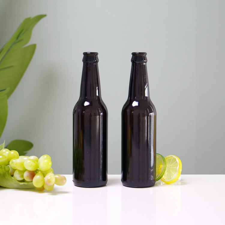 Fancy Empty Amber 330ml Crown Cap Beer Bottle Glass Beer 330Ml Black Amber Beer Glass Bottle