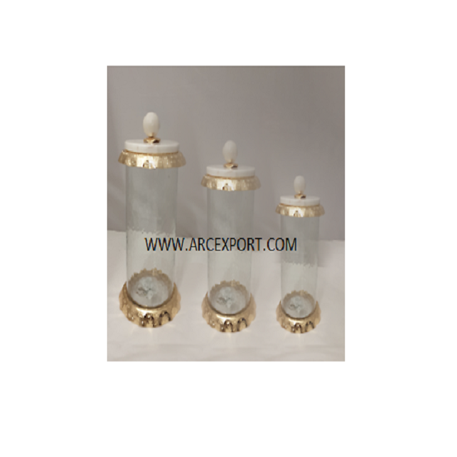 Fancy Glass Gold Canister