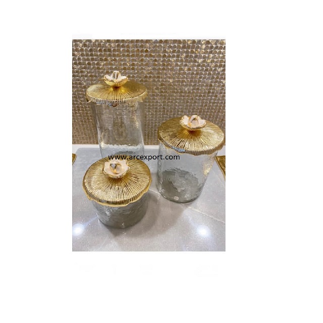 Fancy Glass Gold Canister