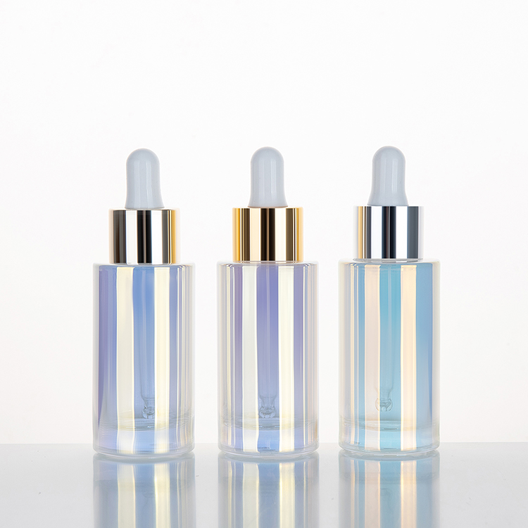 Fancy Gradient Electroplate Dropper Fading Color Glass Bottle 30ml For Essential Oil