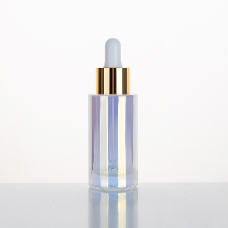 Fancy Gradient Electroplate Dropper Fading Color Glass Bottle 30ml For Essential Oil
