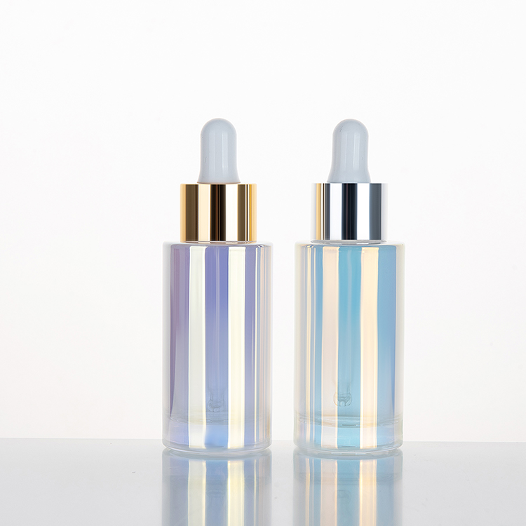 Fancy Gradient Electroplate Dropper Fading Color Glass Bottle 30ml For Essential Oil