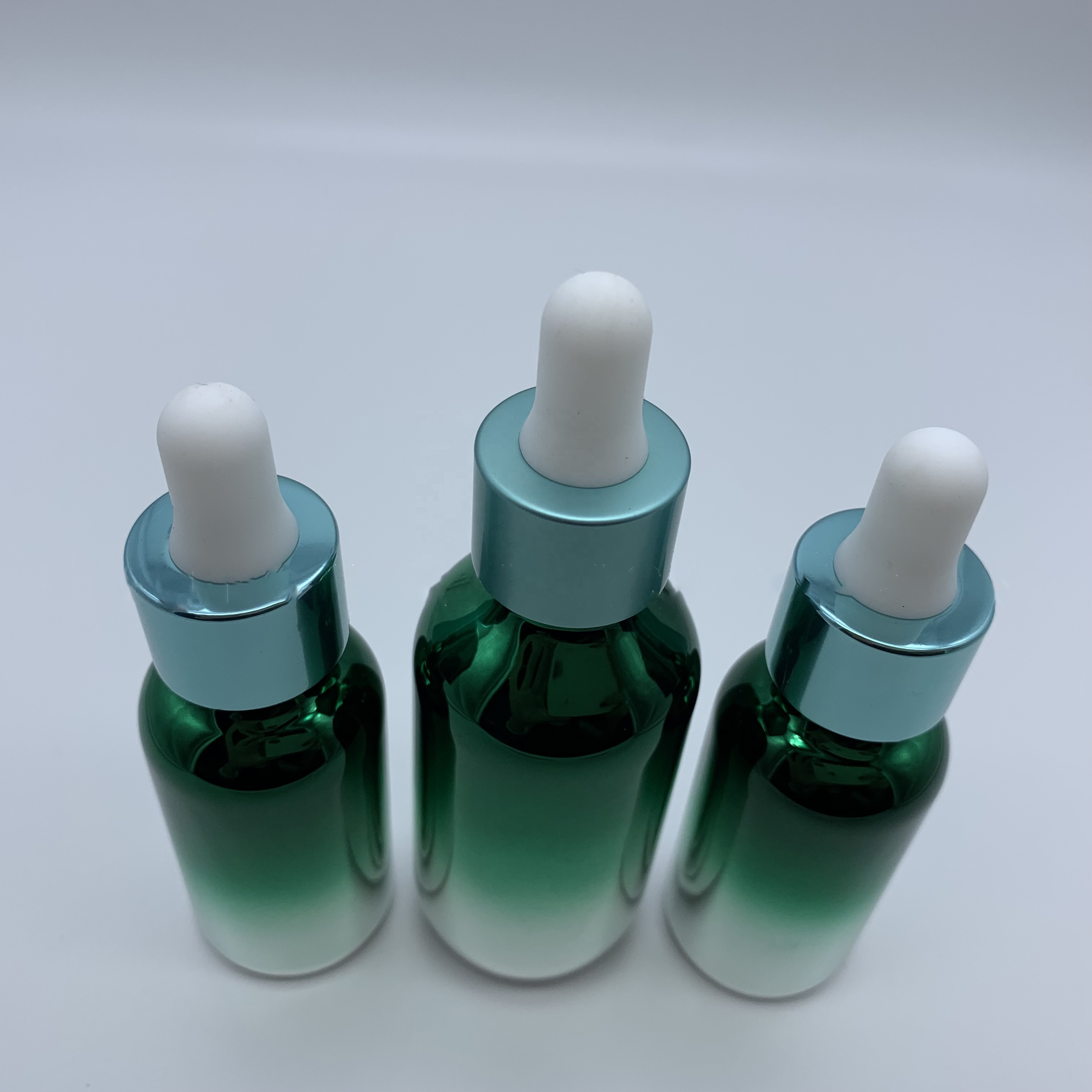 Fancy Gradient Electroplate Dropper Fading Color Glass Bottle For Essential Oil