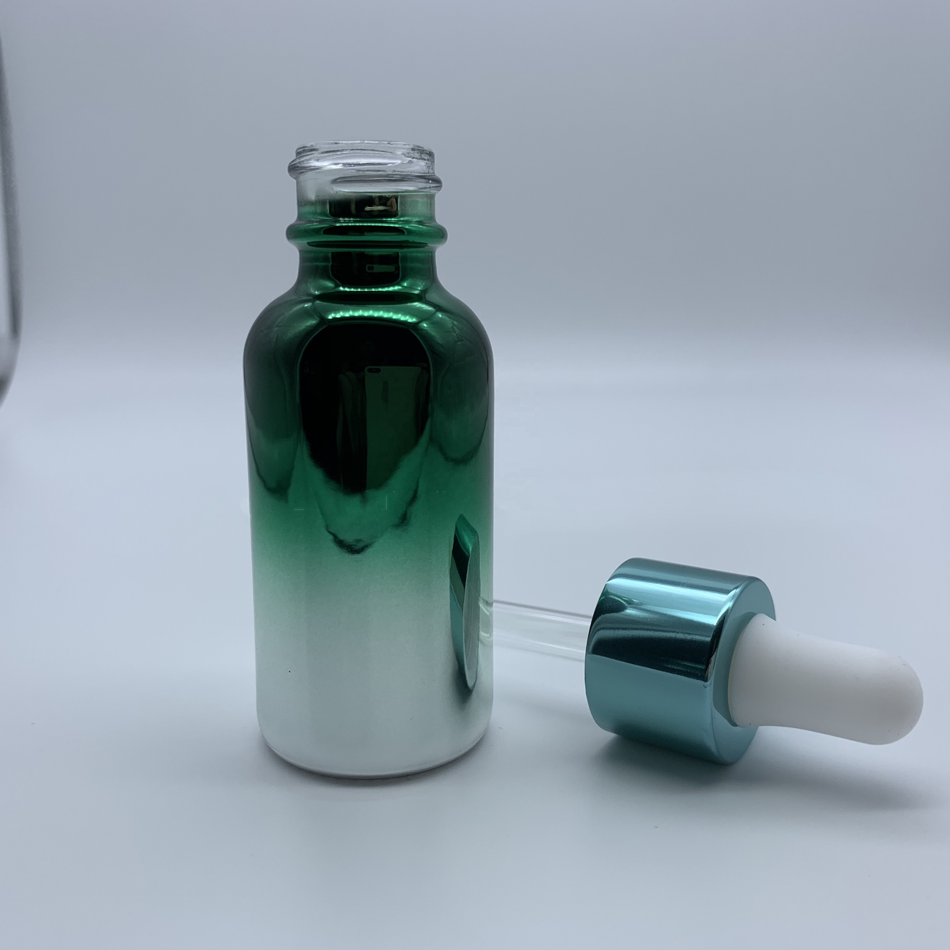 Fancy Gradient Electroplate Dropper Fading Color Glass Bottle For Essential Oil