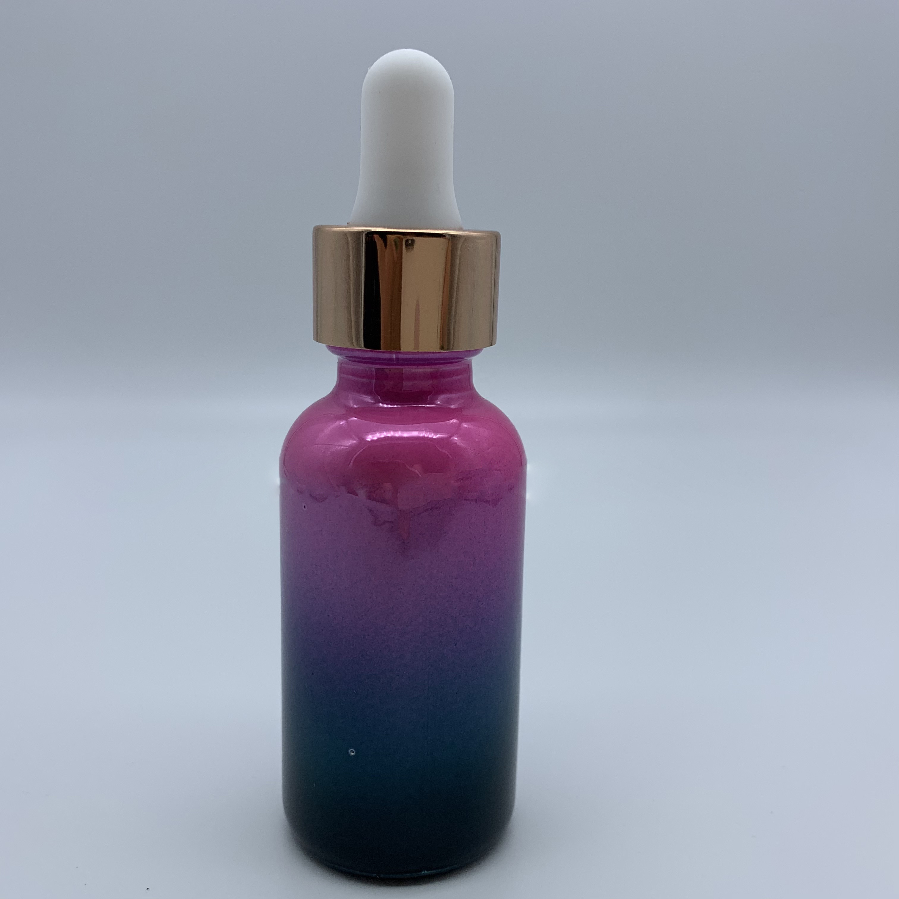 Fancy Gradient Electroplate Dropper Fading Color Glass Bottle For Essential Oil