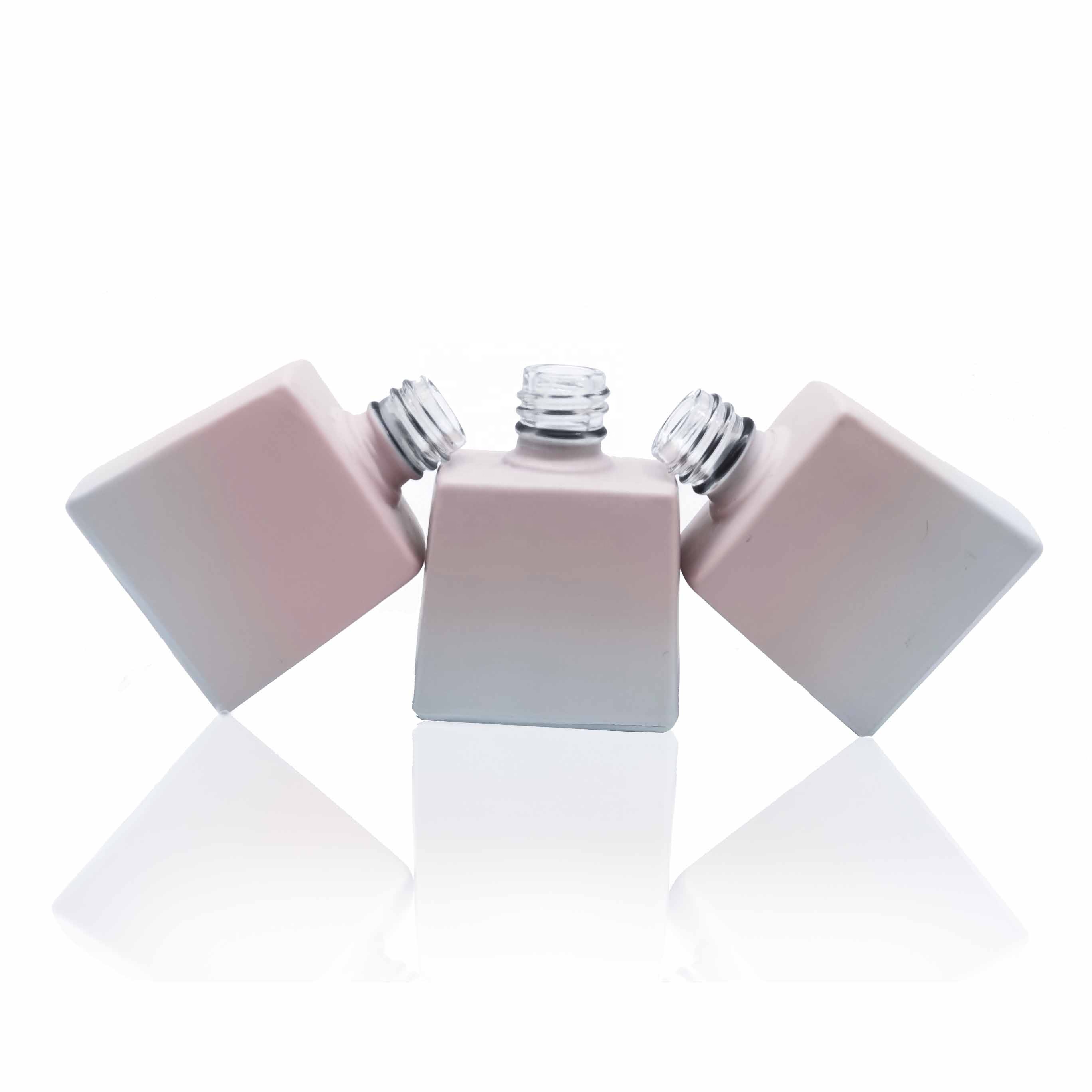 Fancy Gradient Pink Color Custom Empty Glass UV Protected Gel Nail Polish Pink Bottles Made In China