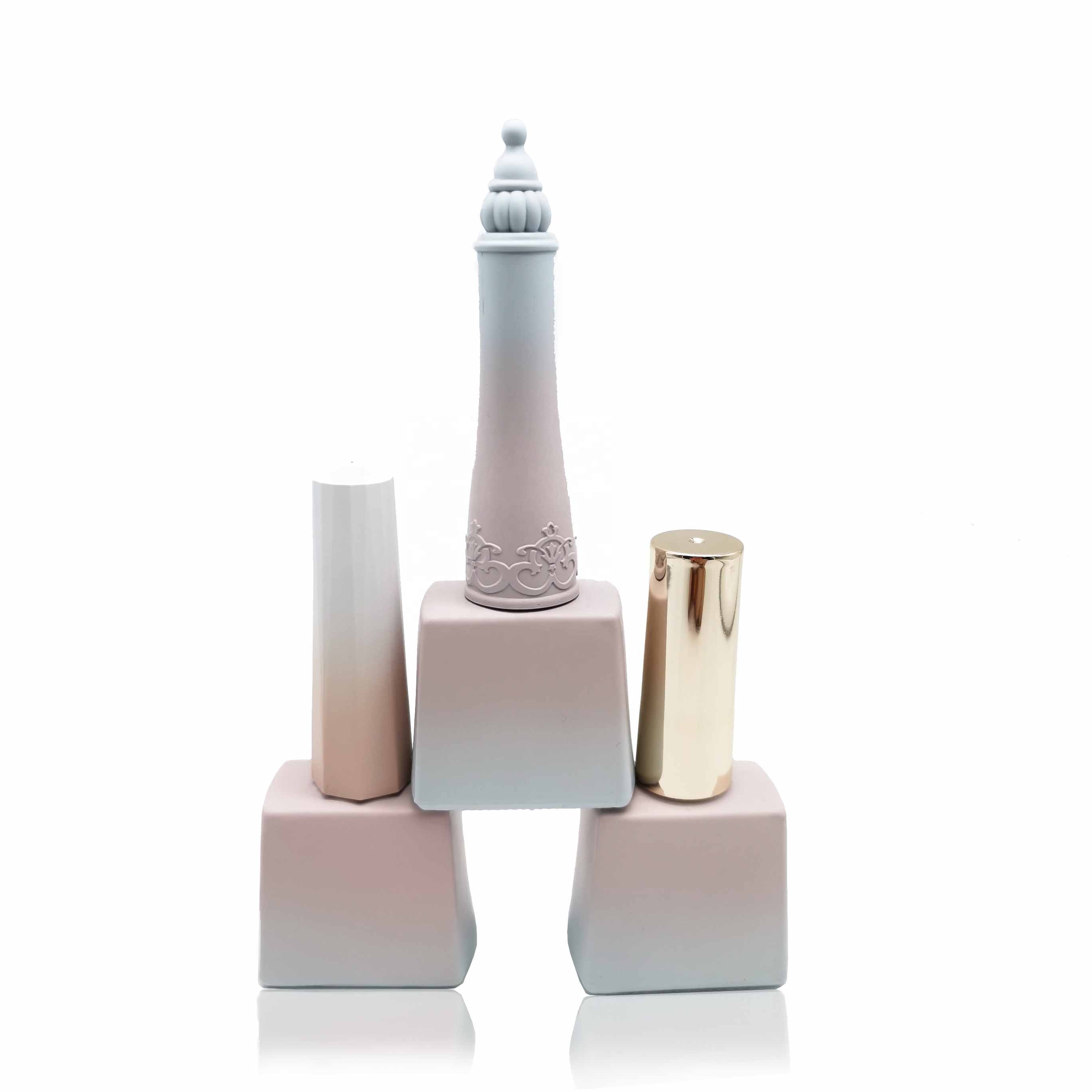 Fancy Gradient Pink Color Custom Empty Glass UV Protected Gel Nail Polish Pink Bottles Made In China