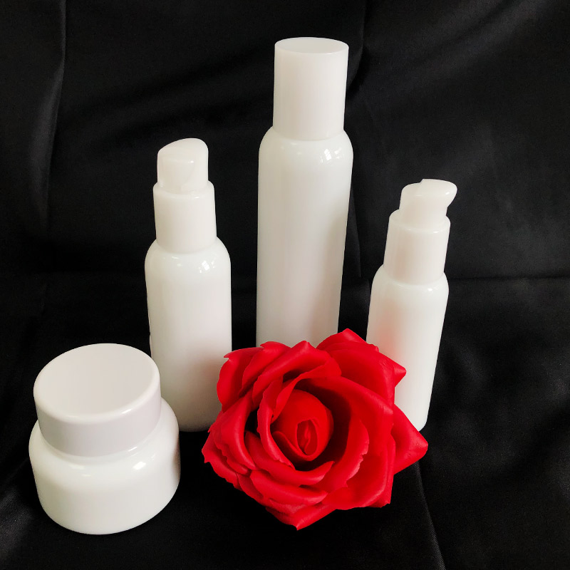 Fancy Luxury Empty Opal White Glass Cosmetic Bottle For Cream Lotion