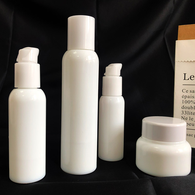 Fancy Luxury Empty Opal White Glass Cosmetic Bottle For Cream Lotion