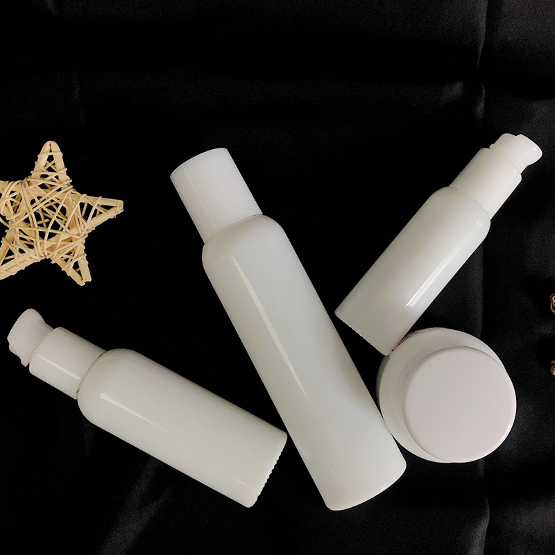 Fancy Luxury Empty Opal White Glass Cosmetic Bottle For Cream Lotion