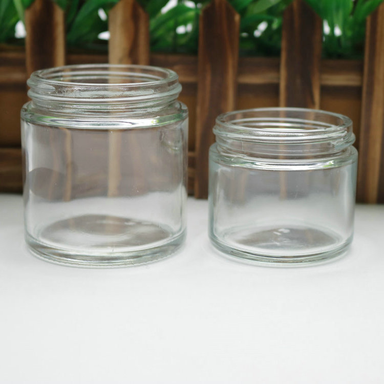 Fancy Makeup Skincare 100 ml Glass Round Straight Side Jar with Metal Golden Cap