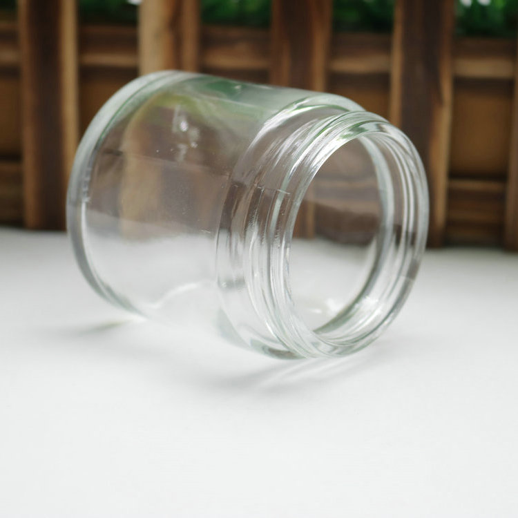 Fancy Makeup Skincare 100 ml Glass Round Straight Side Jar with Metal Golden Cap