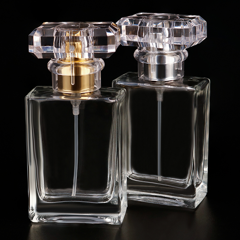 Fancy Pump 30ml Refillable Luxury Crystal Parfum Square Empty Glass Perfume Spray Bottle With Caps