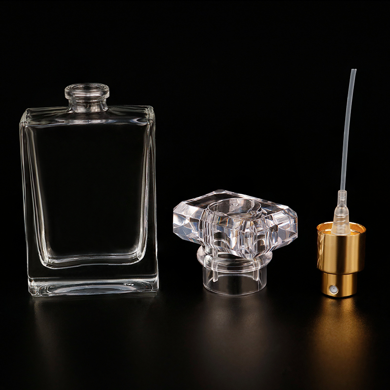 Fancy Pump 30ml Refillable Luxury Crystal Parfum Square Empty Glass Perfume Spray Bottle With Caps
