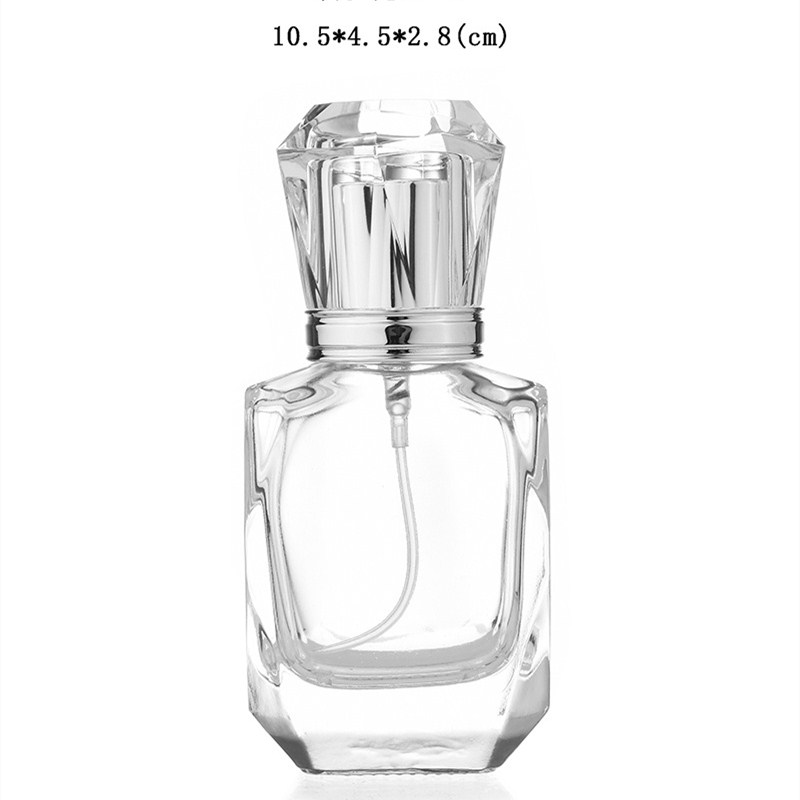 Fancy Pump 30ml Refillable Luxury Parfum Square Empty Glass Perfume Spray Bottle With Caps