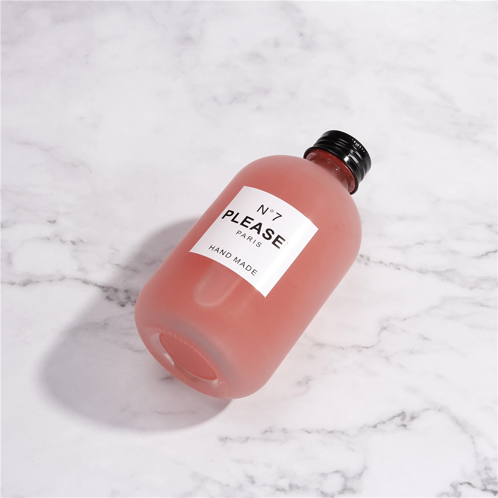 Fancy Round 250ml 500ml Frosted Milk Tea Glass Drinking Bottle For Coconut Milk Packaging