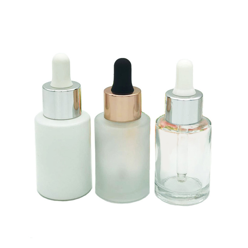 Fancy Transparent Frost 40ml Glass Essence Dropper Bottle With Pieppte for Oil