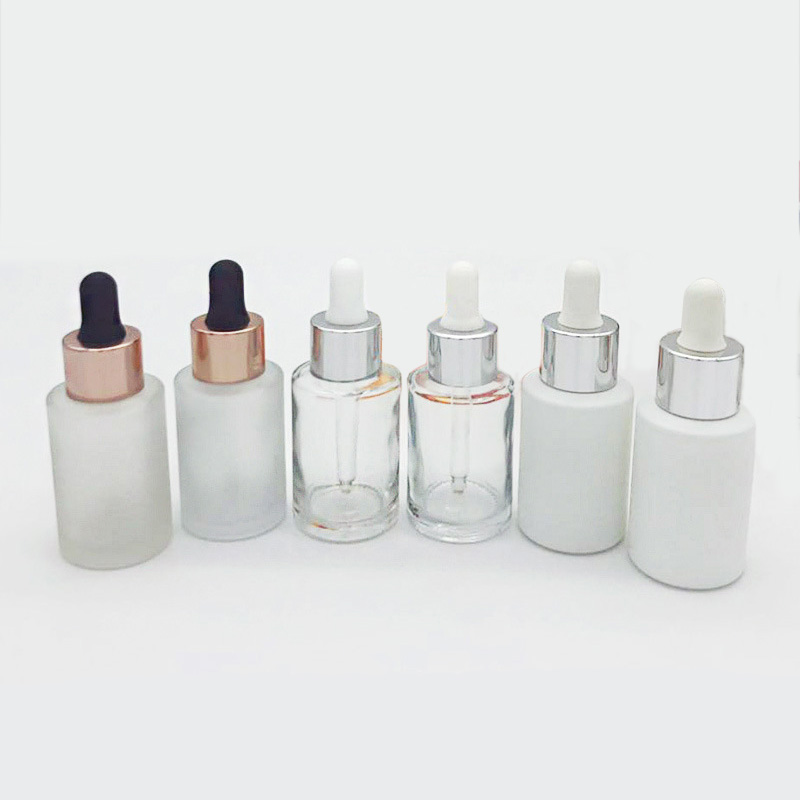Fancy Transparent Frost 40ml Glass Essence Dropper Bottle With Pieppte for Oil