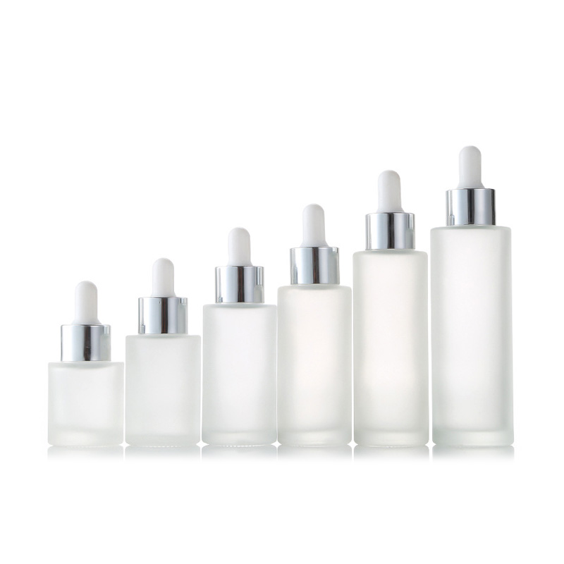 Fancy Transparent Frost 40ml Glass Essence Dropper Bottle With Pieppte for Oil