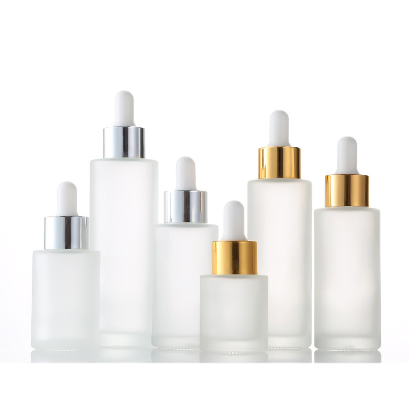 Fancy Transparent Frost 40ml Glass Essence Dropper Bottle With Pieppte for Oil