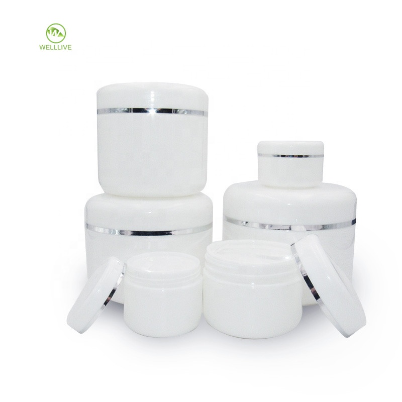 Fancy beauty 20g 30g 50g 100g 150g 200g 250g cylinder white PP cosmetic anointing oil plastic jar with hand gasket