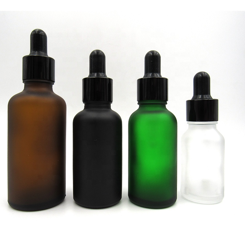 Fancy clear amber green blue color 5ml 10ml 15ml 20ml 30ml 50ml 100ml round glass essential oil dropper bottle with bamboo neck