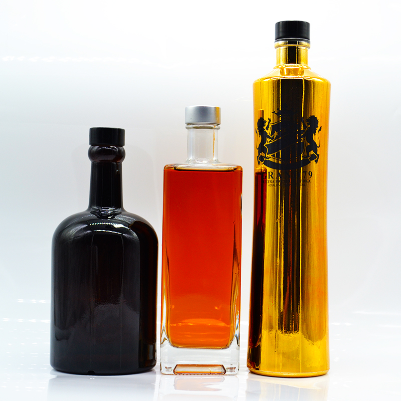 Fancy design 750ml whisky bottle 500ml 700ml premium whisky brandy rum used liquor wine glass bottle wholesaler