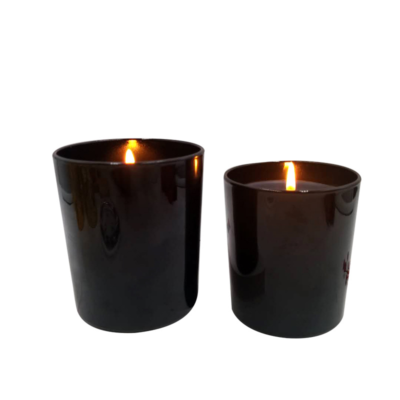 Fancy design Empty Matte Black White Cut Glass Candle Holder Luxury Candle Jars Glass with Lids