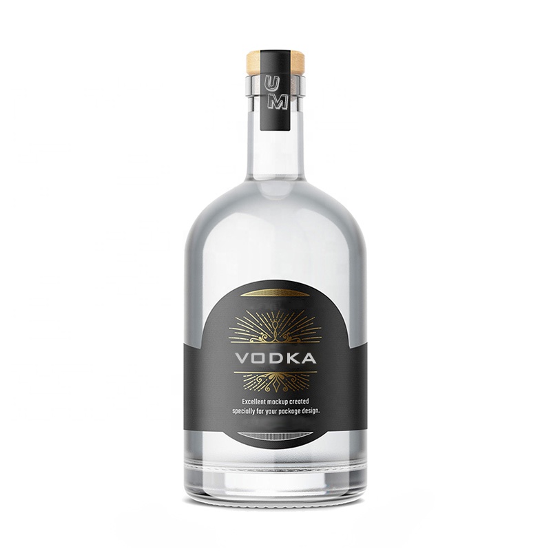 Fancy design clear empty vodka glass bottle
