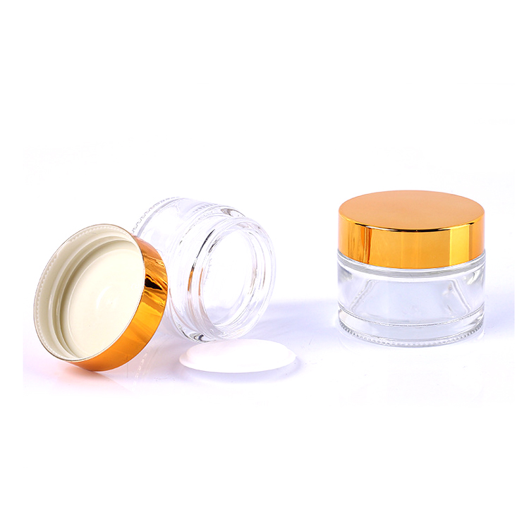 Fancy empty cheapest price Cosmetic empty 15g  20g clear glass cream jars with logo printing